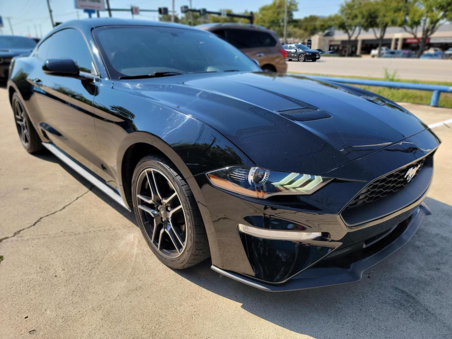 2018 Black Ford Mustang EcoBoost Coupe (1FA6P8TH8J5) with an 2.3L L4 DOHC 16V engine, located at 2020 East Division Street, Arlington, TX, 76011, (817) 801-3191, 32.742390, -97.076874 - Photo#2