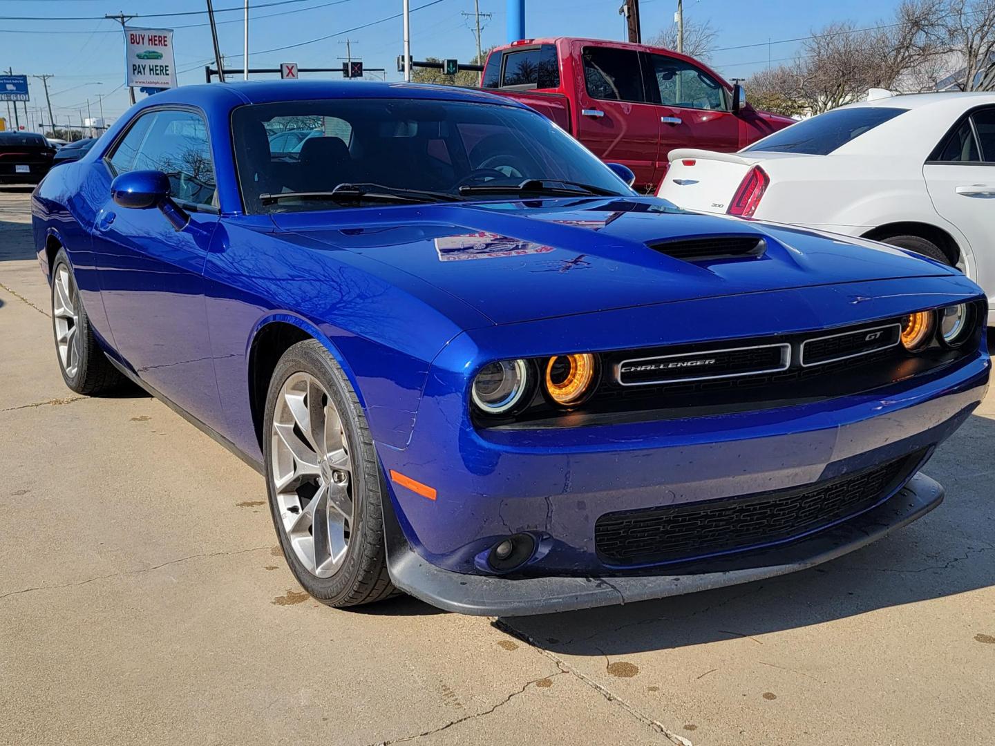 2021 Blue Dodge Challenger GT (2C3CDZJG8MH) with an 3.6L V6 DOHC 24V engine, 8A transmission, located at 2020 East Division Street, Arlington, TX, 76011, (817) 801-3191, 32.742390, -97.076874 - Photo#0