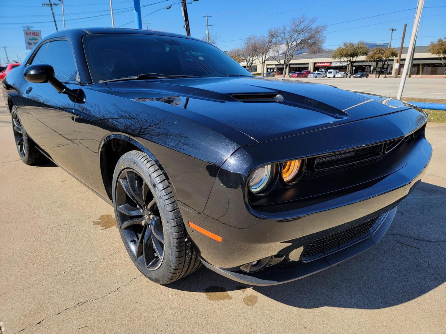 2018 Black /Black Dodge Challenger SXT (2C3CDZAG9JH) with an 3.6L V6 DOHC 24V engine, 8A transmission, located at 2020 East Division Street, Arlington, TX, 76011, (817) 801-3191, 32.742390, -97.076874 - 18 Dodge Challenger BHPH. Premiere Buy Here Pay Here with NO Credit Check (score) at 2020 East Division Street, Arlington, Texas, located in the center of the Dallas/Fort Worth metro area. For in-house financing in Lancaster, Waxahachie, Cleburne, Sherman, Denton, McKinney, Waco, Weatherford, Grand - Photo#0